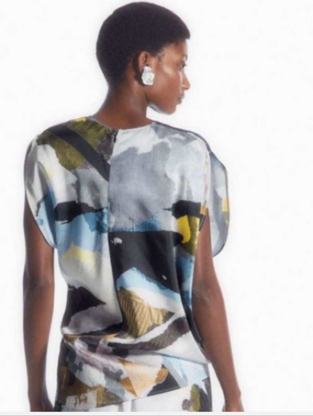 COS PRINTED ASYMMETRIC BLOUSE ONE SHOULDER WOMENS SIZE 4 - Picture 2 of 15